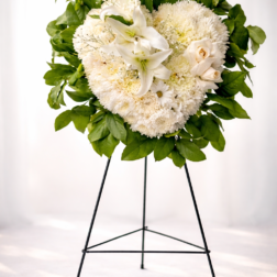 White Floral Heart Standing Spray