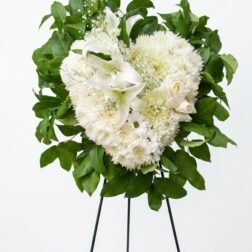 White Floral Heart Standing Spray