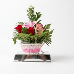 Red Roses and Pink Gerbera Daisy Basket - Forever Floral Gifts.