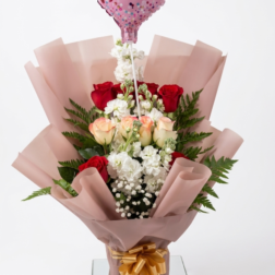 Mother’s Radiance" – Red Rose & White Bloom Bouquet