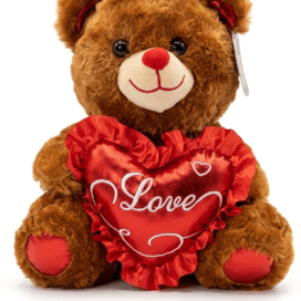 Plush Heart-Holding Grizzly