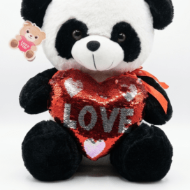 Sequin Heart Panda Plush