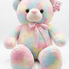 Pastel Rainbow Tie-Dye Teddy Bear