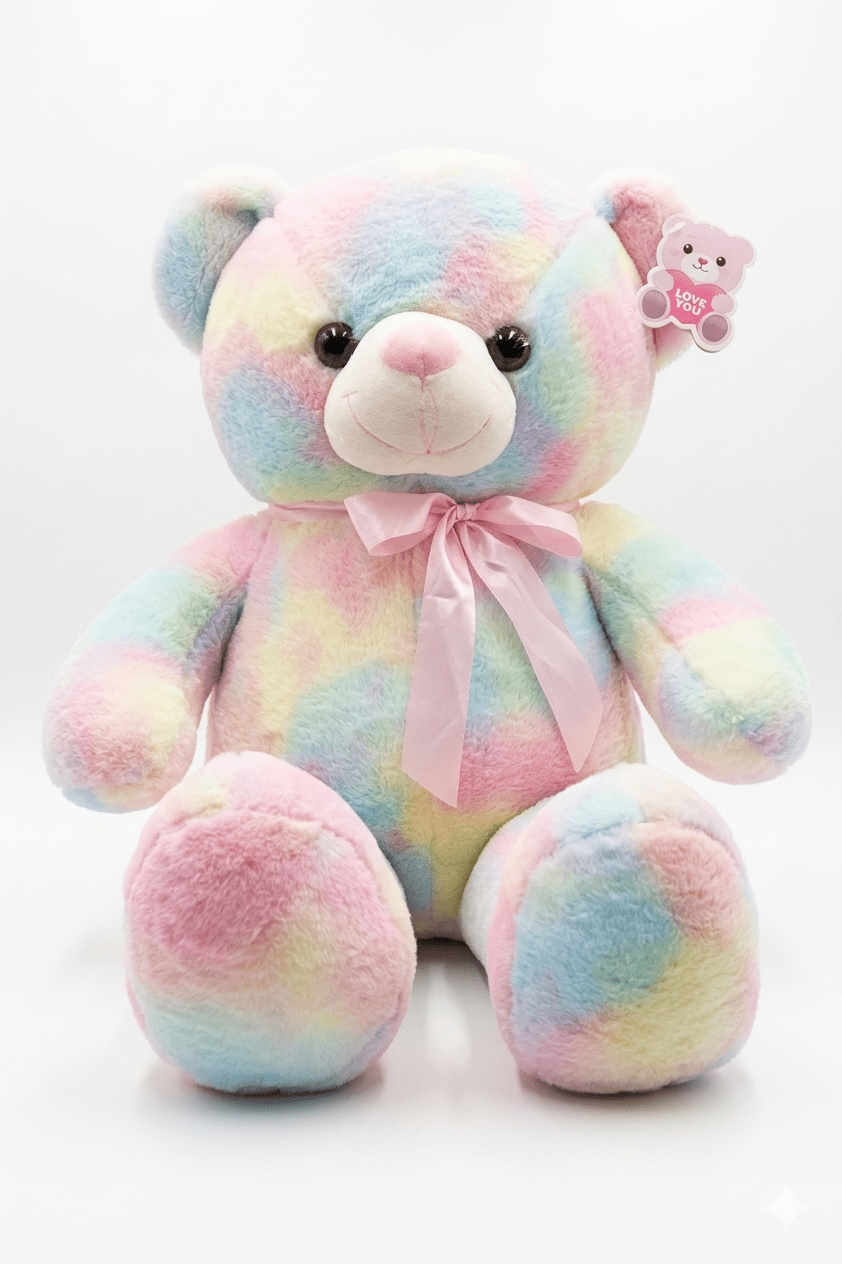 Pastel Rainbow Tie-Dye Teddy Bear