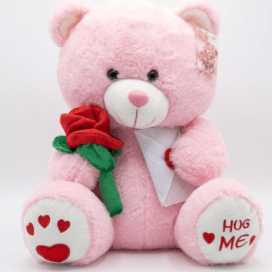 Hug Me" Pink Rose Teddy Bear